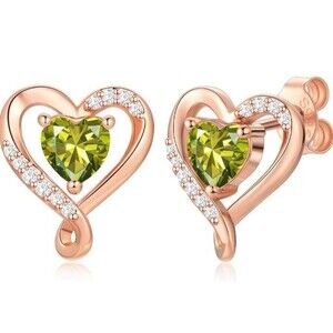August birthstone heart earrings